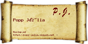 Popp Júlia névjegykártya